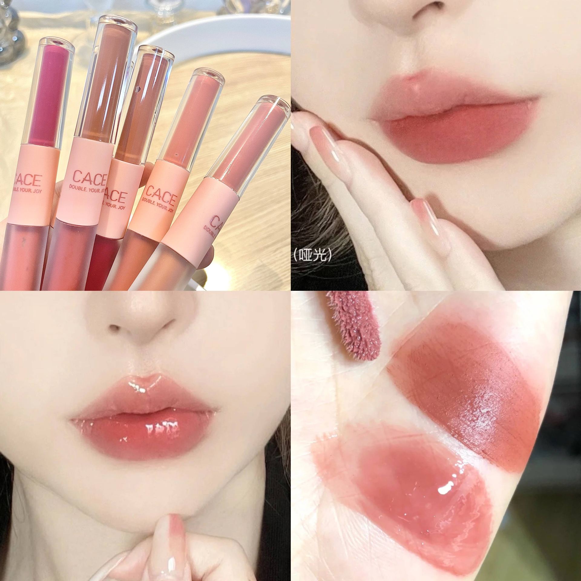 Doppelkopf Lipgloss Matt Samt Red Tint Flüssige Lippenstift wasserdich