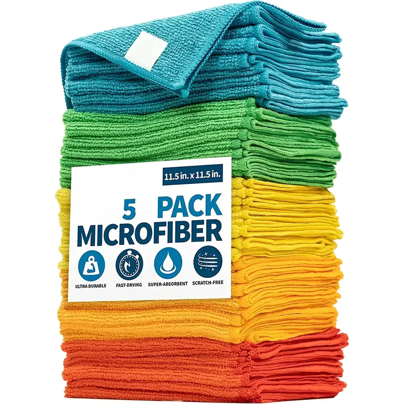 5 10pcs Mikrofaser -Reinigungs -Stoffreinigungstücher für die Haushaltsführung wiederverwendbar und fusselfreie Stofftücher Home Küche Lieferungen zufällige Farbdetails 1