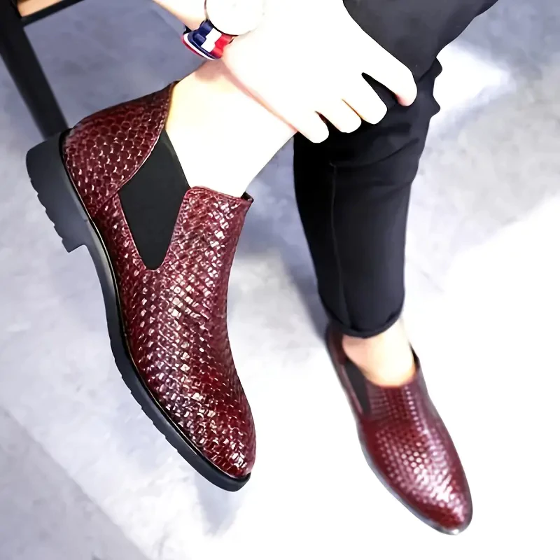 stivali da uomo Chelsea stivali caviglia slip casual slip on slip with with woor details 4